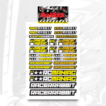 RACERRABBITS Sticky Rabbit Logogram - Vol. 2 - Glossy Decal - Tricolor Ver.