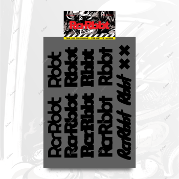 RACERRABBITS Sticky Rabbit Lettering - Series 2 - Clear Decal - A5 - Black