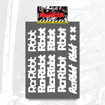 RACERRABBITS Sticky Rabbit Lettering - Series 2 - Clear Decal - A5 - White