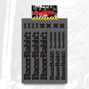 RACERRABBITS Sticky Rabbit Lettering – Series 1 – Clear Decal – A5 – Black