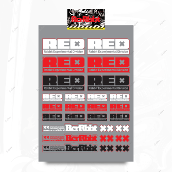 RACERRABBITS Sticky Rabbit Lettering - Series RED - Clear Decal - A4